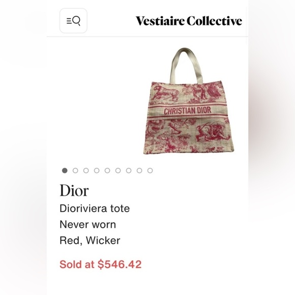 NWT CHRISTIAN DIOR Straw Dioriviera Tote Red ❤️ - Picture 9 of 9